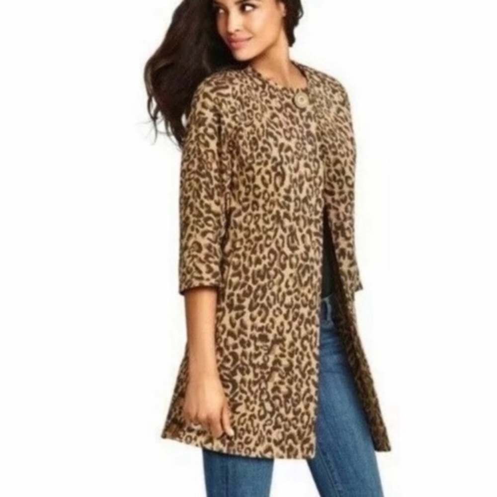 Cabi #990‎ Leopard Print Duster One Button Jacket Size XS